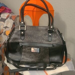 Sharif Black and Gray Satchel Bag